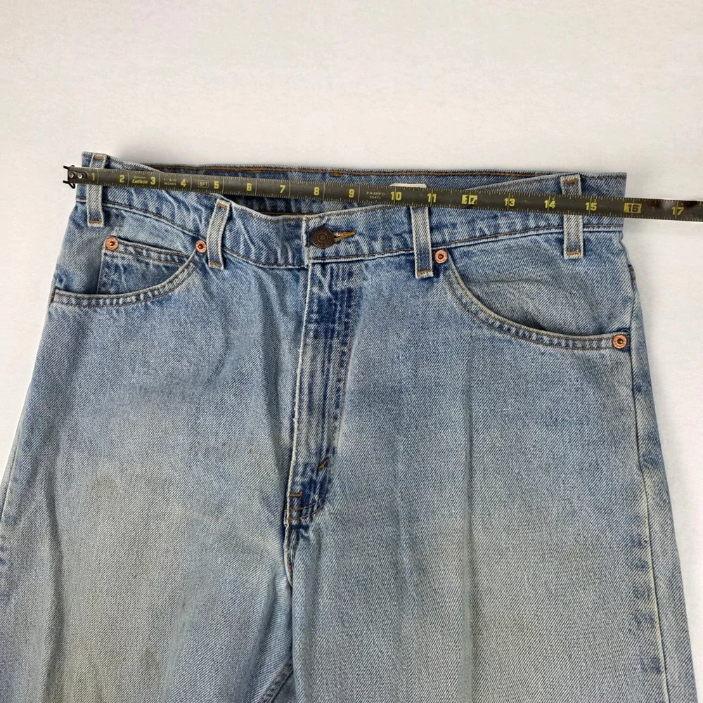 Vintage Levis 550 Orange Tab Relaxed Tapered Leg Light Wash Jeans 34x34 550-0213